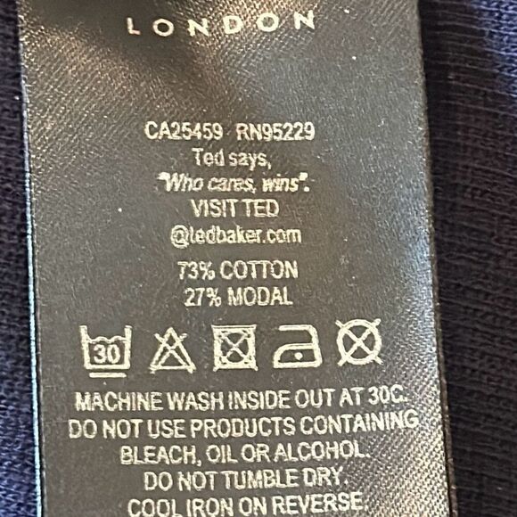 TED BAKER Floss Quarter Zip Pullover Navy size XL US 5EU Modal Stretch - Picture 9 of 9